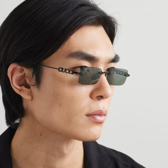 Gucci Women Sunglasses Black Grey Rectangle GG1808S 001 NEW AUTHENTIC main image 9